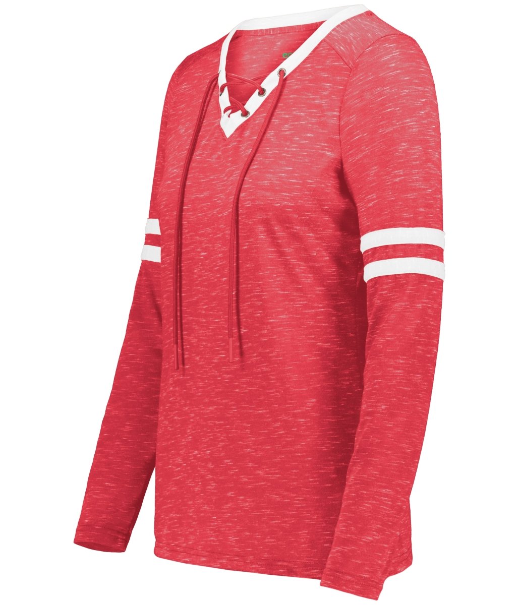 Holloway Ladies Monterey Long Sleeve Tee 223246 SCARLET HEATHER/WHITE S