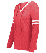 Holloway Ladies Monterey Long Sleeve Tee 223246 SCARLET HEATHER/WHITE S