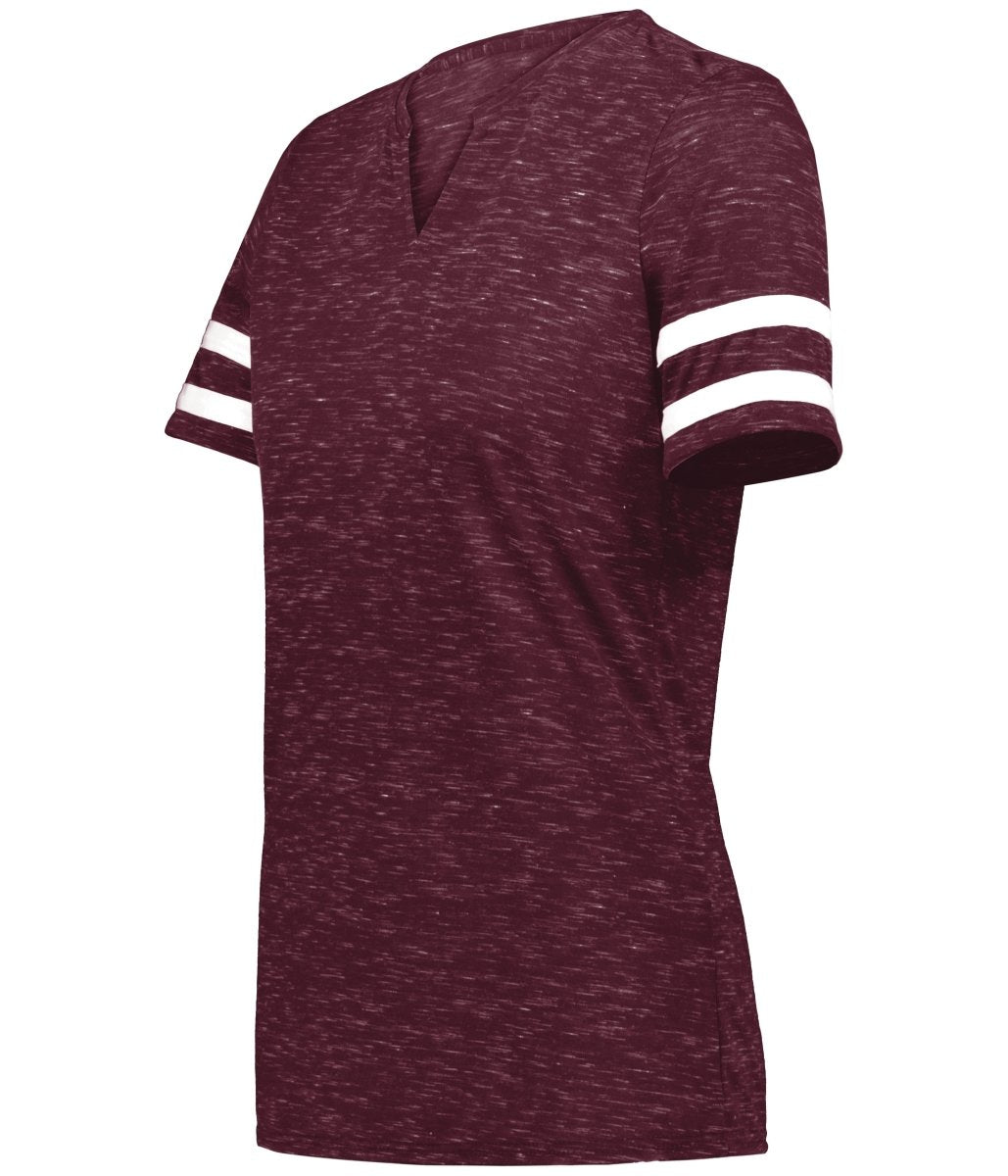 Holloway Ladies Monterey Tee 223245 MAROON HEATHER/WHITE S