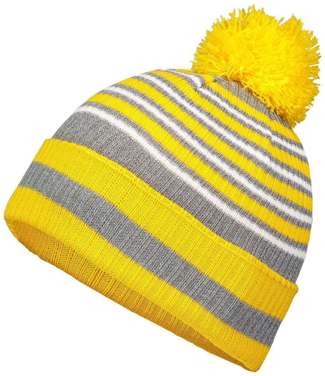 Holloway Spirit Pom Beanie 223815 GOLD/HEATHER GREY/WHITE OS