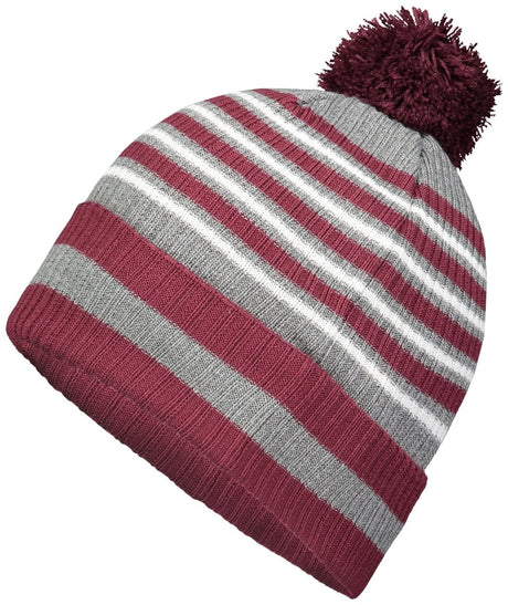 Holloway Spirit Pom Beanie 223815 MAROON/HEATHER GREY/WHITE OS
