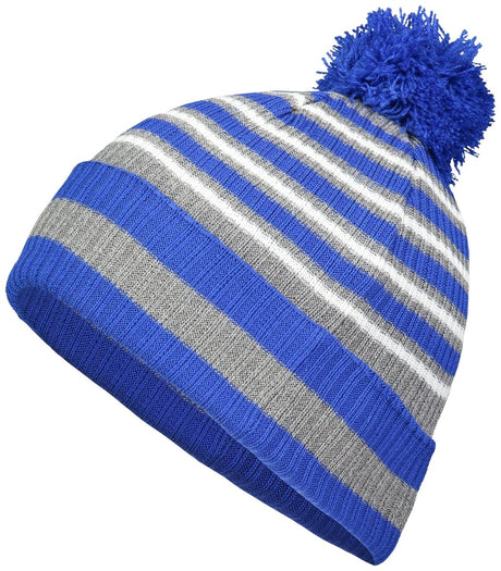 Holloway Spirit Pom Beanie 223815 ROYAL/HEATHER GREY/WHITE OS