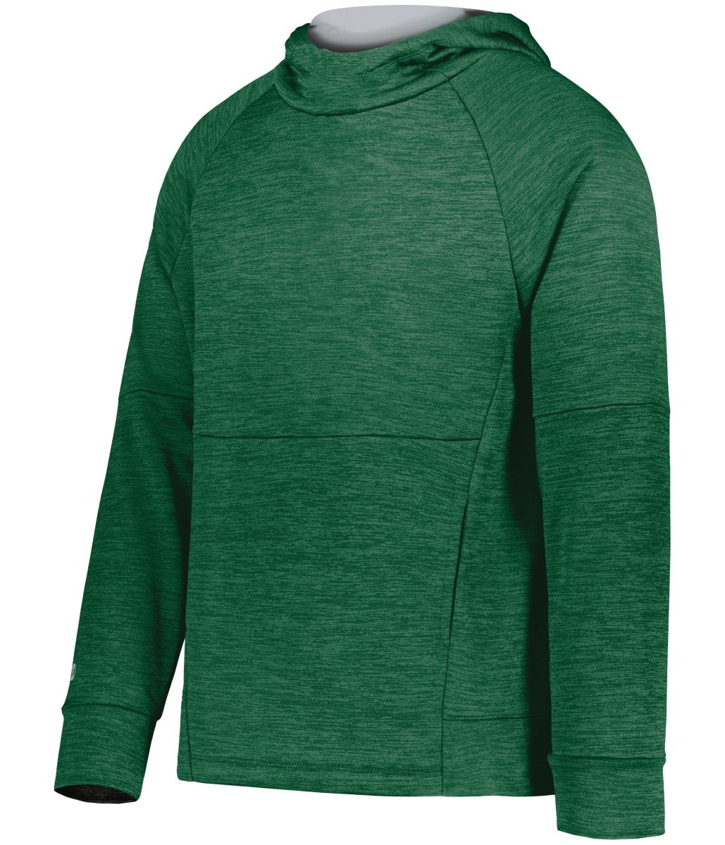 Holloway Youth All - Pro Performance Fleece Hoodie 223680 DARK GREEN HEATHER/SILVER S