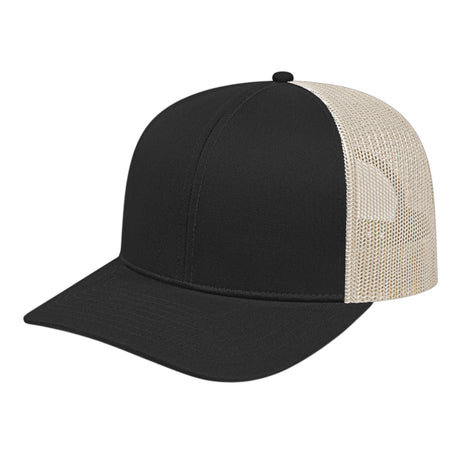 Cap America i3038 Classic 6 Panel Trucker Cap - Black/Stone