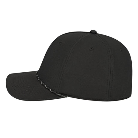 J7256 Clubhouse Performance Rope Cap - Black with Black/White Rope (Side)