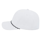 J7256 Clubhouse Performance Rope Cap - White with White/Black Rope (Side)