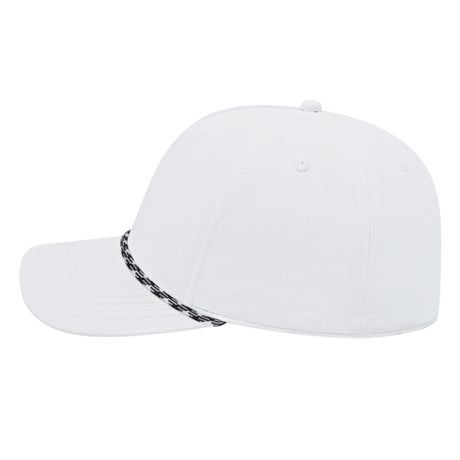 J7256 Clubhouse Performance Rope Cap - White with White/Black Rope (Side)