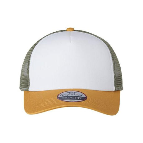 Imperial North Country Trucker Cap - Imperial 1287 White/ Wheat/ Elmwood Adjustable Hats