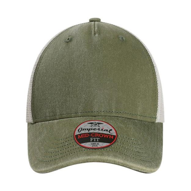 Imperial The Gambit Mesh Back Cap - Imperial X240M Olive Green/ Stone Adjustable Hats