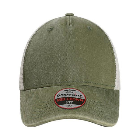 Imperial The Gambit Mesh Back Cap - Imperial X240M Olive Green/ Stone Adjustable Hats