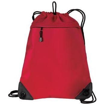 Improved Cinch Pack with Mesh Trim Chili Red Drawstring Bags