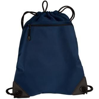 Improved Cinch Pack with Mesh Trim Navy Drawstring Bags