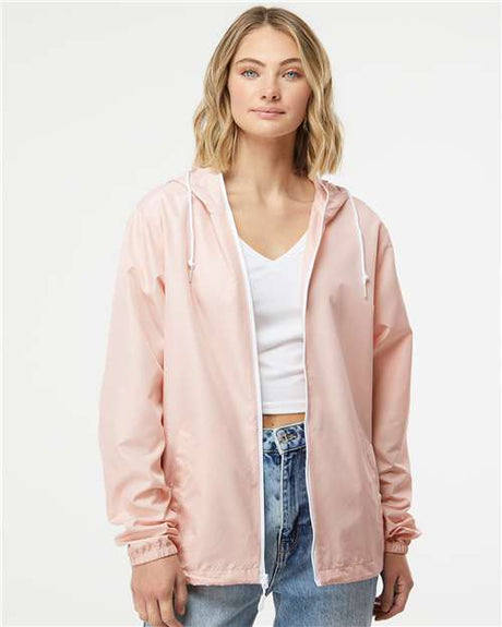 Independent Trading Co. Men's Lightweight Windbreaker Full - Zip Jacket - Independent Trading Co. EXP54LWZ Blush/ White Zipper XS Jackets