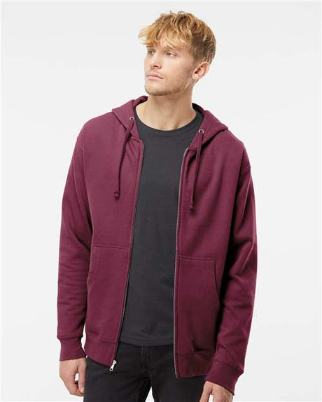 Independent Trading Co. Unisex Midweight Full - Zip Hooded Sweatshirt - Independent Trading Co. SS4500Z Maroon XS Zip Hoodies