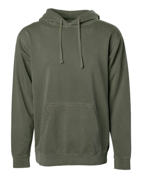 Independent Trading Co. Unisex Midweight Pigment - Dyed Hooded Sweatshirt - Independent Trading Co. PRM4500 Pigment Army XS Hoodies