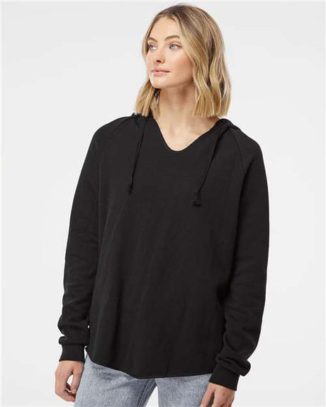Independent Trading Co. Women’s Lightweight California Wave Wash Hooded Sweatshirt - Independent Trading Co. PRM2500 Black XS Sweatshirts
