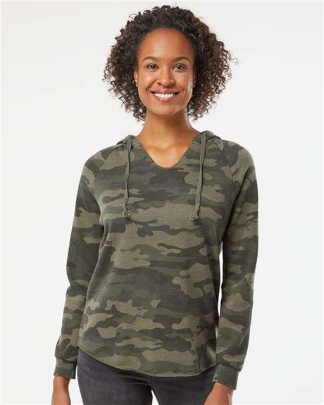 Independent Trading Co. Women’s Lightweight California Wave Wash Hooded Sweatshirt - Independent Trading Co. PRM2500 Forest Camo Heather XS Sweatshirts