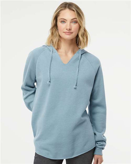 Independent Trading Co. Women’s Lightweight California Wave Wash Hooded Sweatshirt - Independent Trading Co. PRM2500 Misty Blue XS Sweatshirts