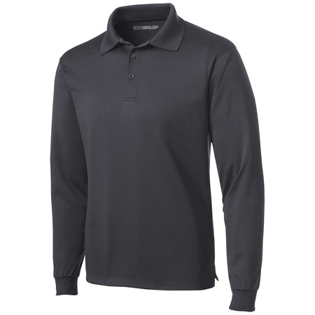 Men's Long Sleeve Micropique Sport-Wick Polo Polos/Knits DRI-EQUIP Iron Grey X-Small