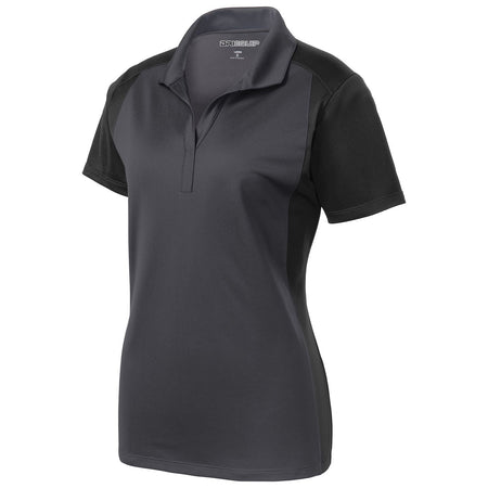 Ladies Colorblock Micropique Sport-Wick Polo Polos/Knits DRI-EQUIP X-Small Iron Grey/Black