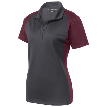 Ladies Colorblock Micropique Sport-Wick Polo Polos/Knits DRI-EQUIP X-Small Iron Grey/Maroon