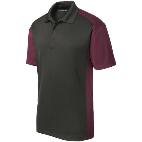 Men's Colorblock Micropique Sport-Wick Polo Polos/Knits DRI-EQUIP Iron Grey / Maroon X-Small