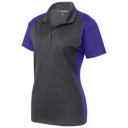 Ladies Colorblock Micropique Sport-Wick Polo Polos/Knits DRI-EQUIP X-Small Iron Grey/Purple