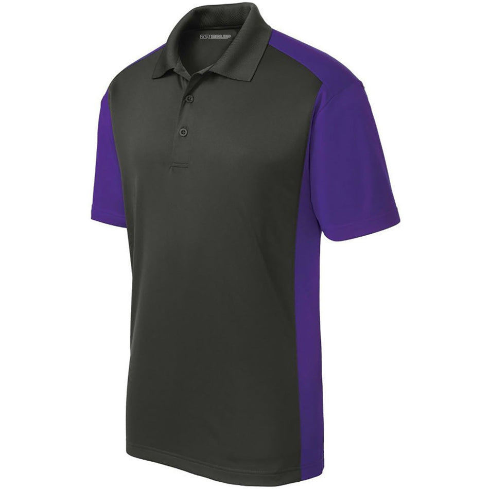 Men's Colorblock Micropique Sport-Wick Polo Polos/Knits DRI-EQUIP Iron Grey / Purple X-Small