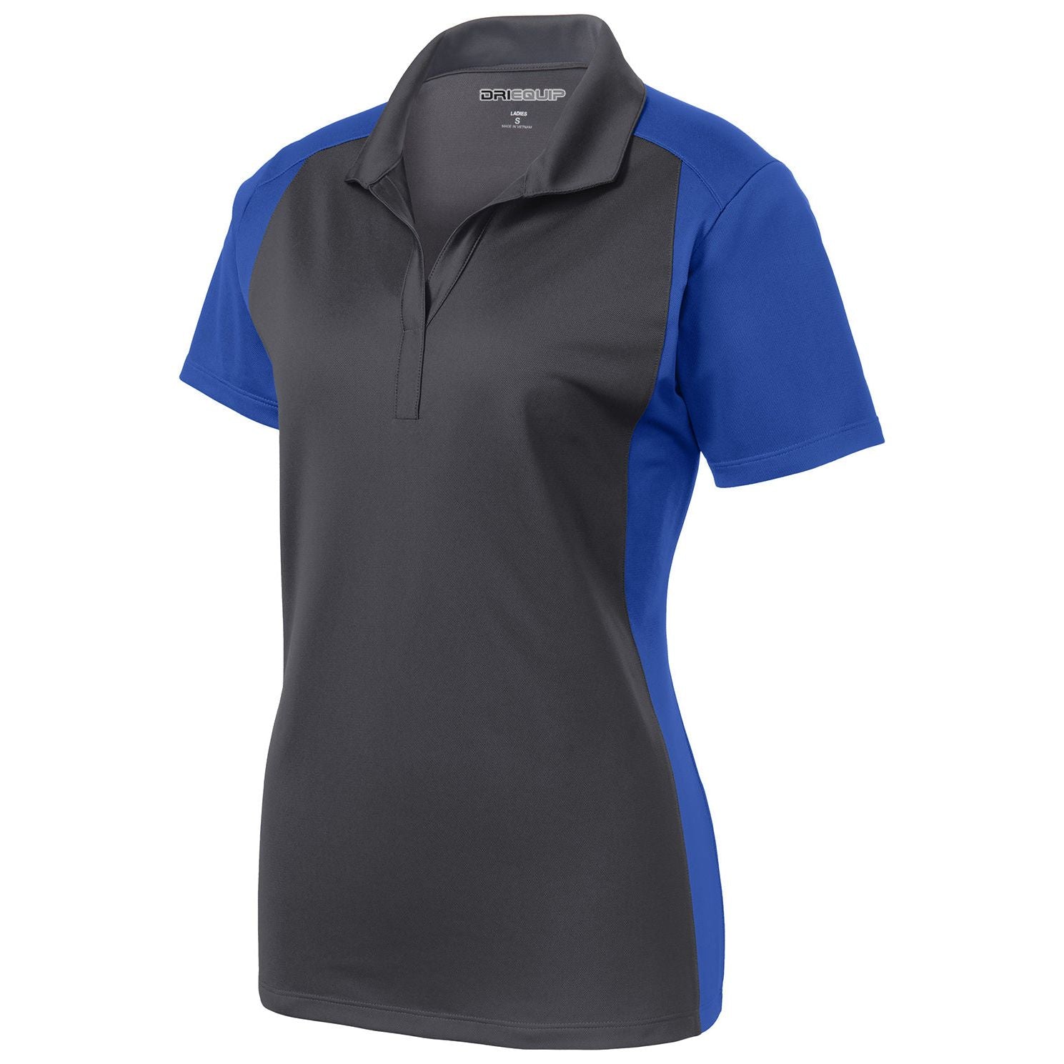 Ladies Colorblock Micropique Sport-Wick Polo Polos/Knits DRI-EQUIP X-Small Iron Grey/True Royal