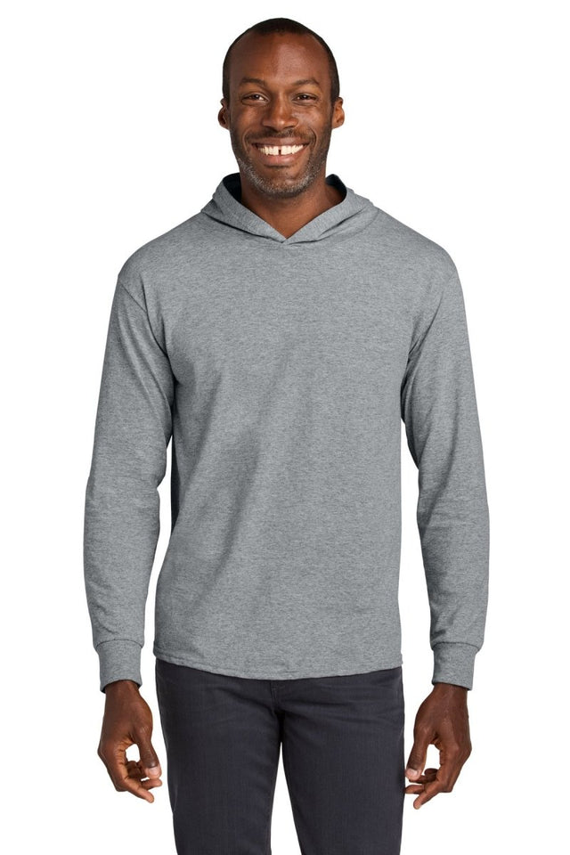 Jerzees Classics ™ Unisex Cotton Long Sleeve Hooded T-Shirt 363LH - Jerzees 363LH Athletic Heather S Hoodies