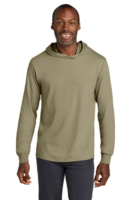 Jerzees Classics ™ Unisex Cotton Long Sleeve Hooded T-Shirt 363LH - Jerzees 363LH Khaki S Hoodies