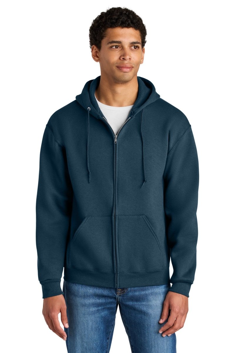 Jerzees Rugged ™ Unisex Full - Zip Hooded Sweatshirt Z12M - Jerzees Z12M Washed Navy S Sweatshirts/Fleece