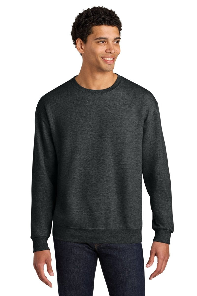 Jerzees Ultimate ™ Unisex CVC Ring Spun Crewneck Sweatshirt IC48M - Jerzees IC48M Black Ink Heather S Sweatshirts/Fleece