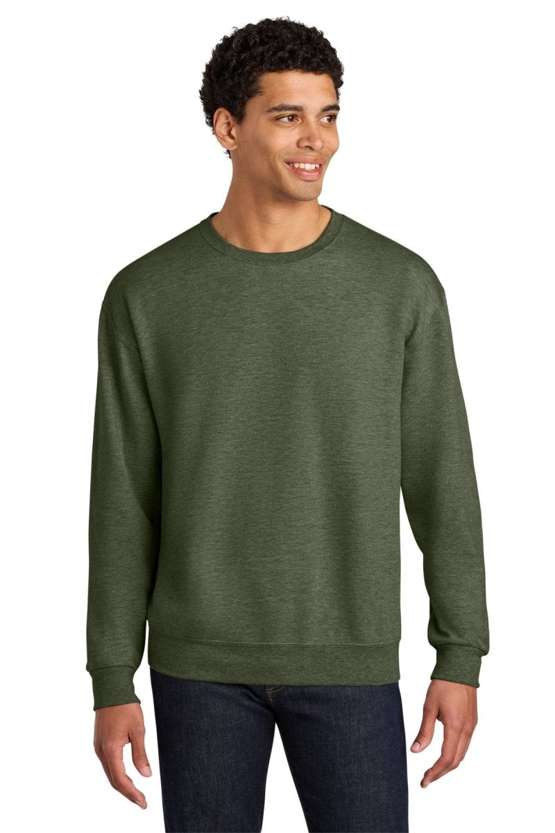 Jerzees Ultimate ™ Unisex CVC Ring Spun Crewneck Sweatshirt IC48M - Jerzees IC48M Military Green Heather S Sweatshirts/Fleece