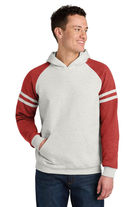 Jerzees ® Unisex NuBlend ® Varsity Colorblock Hooded Sweatshirt 97C - Jerzees 97C Oatmeal Heather/ Fiery Red Heather S Sweatshirts/Fleece