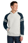 Jerzees ® Unisex NuBlend ® Varsity Colorblock Hooded Sweatshirt 97C - Jerzees 97C Oatmeal Heather/ Indigo Heather S Sweatshirts/Fleece