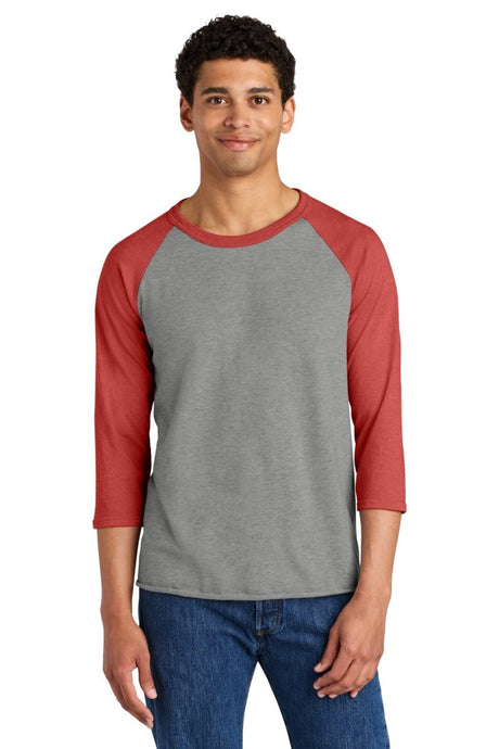 Jerzees ® Unisex Premium Blend Combed Ring Spun 3/4 - Sleeve Raglan 560R - Jerzees 560R Oxford/ Fiery Red Heather S T-Shirts