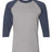 JERZEES Unisex Triblend Three - Quarter Raglan Baseball T-Shirt - JERZEES 601RR Oxford/ Indigo Heather S Short Sleeve T-Shirts