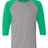 JERZEES Unisex Triblend Three - Quarter Raglan Baseball T-Shirt - JERZEES 601RR Oxford/ Irish Green Heather S Short Sleeve T-Shirts