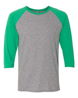 JERZEES Unisex Triblend Three - Quarter Raglan Baseball T-Shirt - JERZEES 601RR Oxford/ Irish Green Heather S Short Sleeve T-Shirts