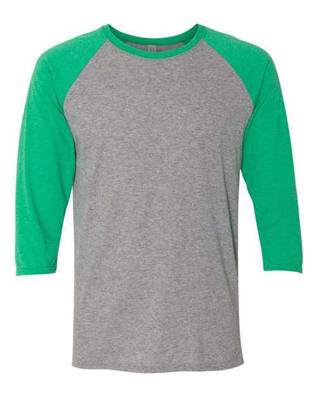 JERZEES Unisex Triblend Three - Quarter Raglan Baseball T-Shirt - JERZEES 601RR Oxford/ Irish Green Heather S Short Sleeve T-Shirts