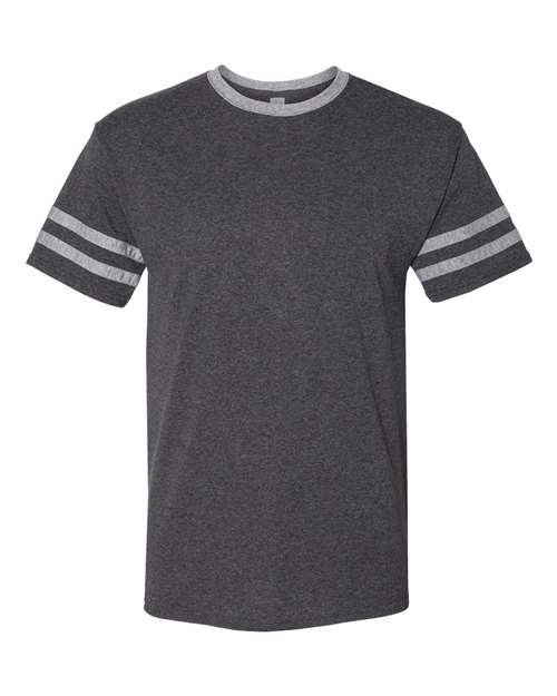 JERZEES Unisex Triblend Varsity Ringer T-Shirt - JERZEES 602MR Black Heather/ Oxford S Short Sleeve T-Shirts