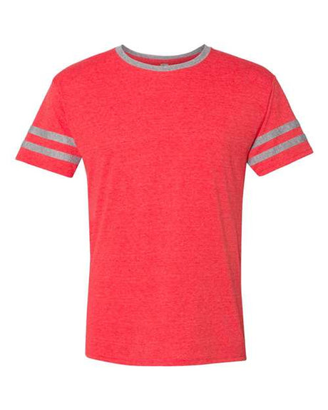 JERZEES Unisex Triblend Varsity Ringer T-Shirt - JERZEES 602MR Fiery Red Heather/ Oxford S Short Sleeve T-Shirts