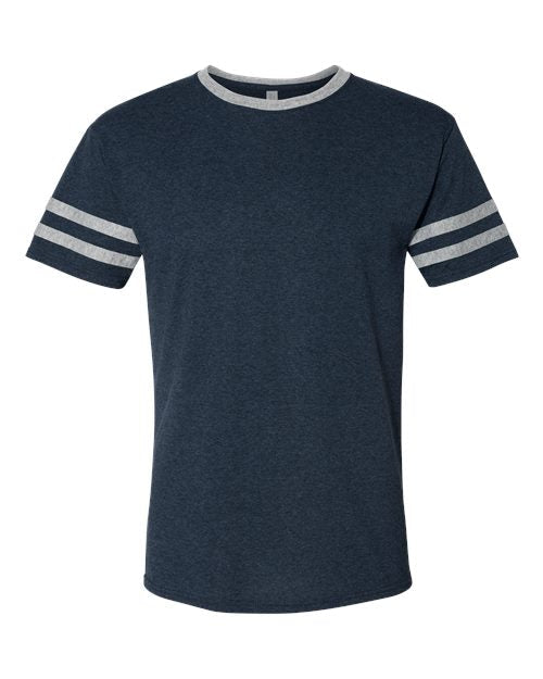 JERZEES Unisex Triblend Varsity Ringer T-Shirt - JERZEES 602MR Indigo Heather/ Oxford S Short Sleeve T-Shirts