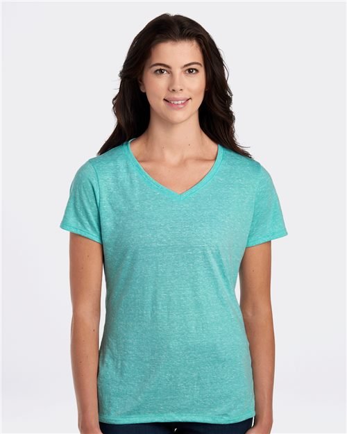 JERZEES Women's Snow Heather Jersey V - Neck T-Shirt - JERZEES 88WVR Navy S Short Sleeve T-Shirts