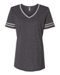 JERZEES Women's Varsity Triblend V - Neck T-Shirt - JERZEES 602WVR Black Heather/ Oxford S Short Sleeve T-Shirts