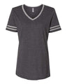JERZEES Women's Varsity Triblend V - Neck T-Shirt - JERZEES 602WVR Black Heather/ Oxford S Short Sleeve T-Shirts