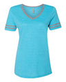 JERZEES Women's Varsity Triblend V - Neck T-Shirt - JERZEES 602WVR Caribbean Blue/ Oxford S Short Sleeve T-Shirts