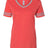 JERZEES Women's Varsity Triblend V - Neck T-Shirt - JERZEES 602WVR Fiery Red Heather/ Oxford S Short Sleeve T-Shirts