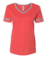 JERZEES Women's Varsity Triblend V - Neck T-Shirt - JERZEES 602WVR Fiery Red Heather/ Oxford S Short Sleeve T-Shirts